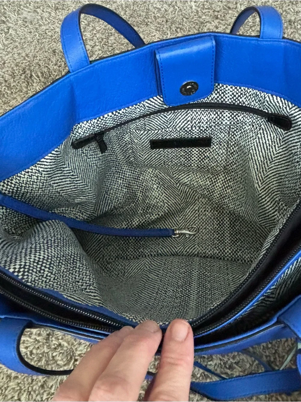 Cardinal blue Leather Tote Bag women  - Classic Rebecca Minkoff large  mint
